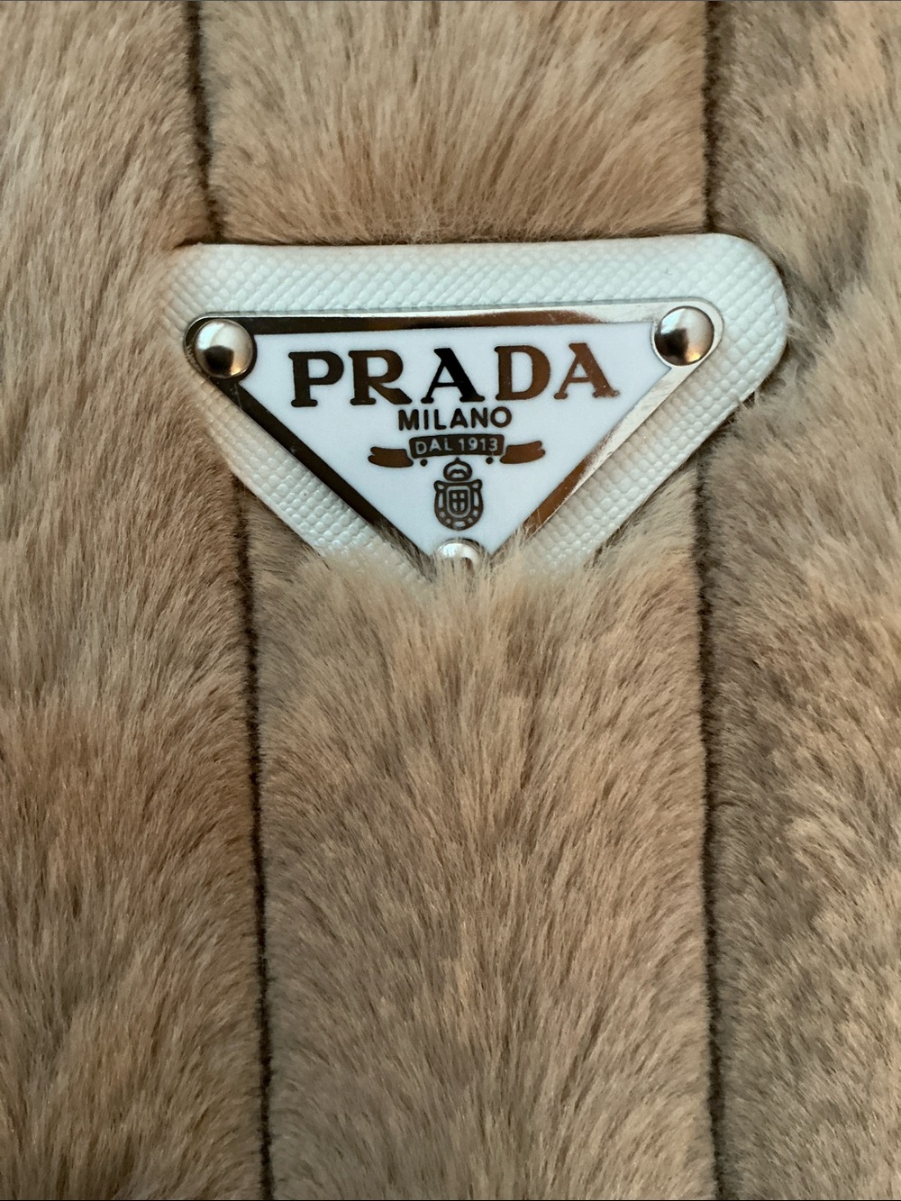 PRADA Beige Faux-Fur  Tote - Picture 4 of 8